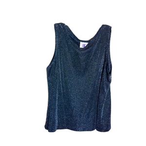 Bahari Group black sparkle sleeveless blouse